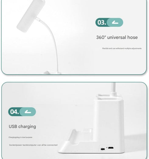 WZZHHJ 3-Color Dimming 360 1) Dual Pen-Holder LED Desk Lamp USB Charging, Eye-Care Soft Light, Touch & Flexible Neck |