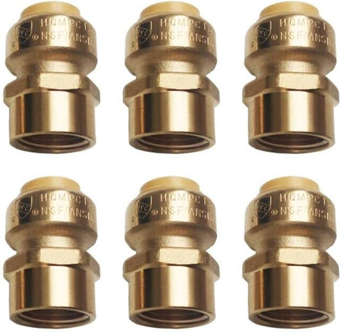 HQMPC 1/2" Pex Fitting Straight Coupling, Push Fit Female PEX Fittings, No Pb Brass Plumbing Fittings (6 PCS)