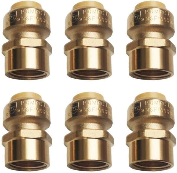 HQMPC 1/2" Pex Fitting Straight Coupling, Push Fit Female PEX Fittings, No Pb Brass Plumbing Fittings (6 PCS)