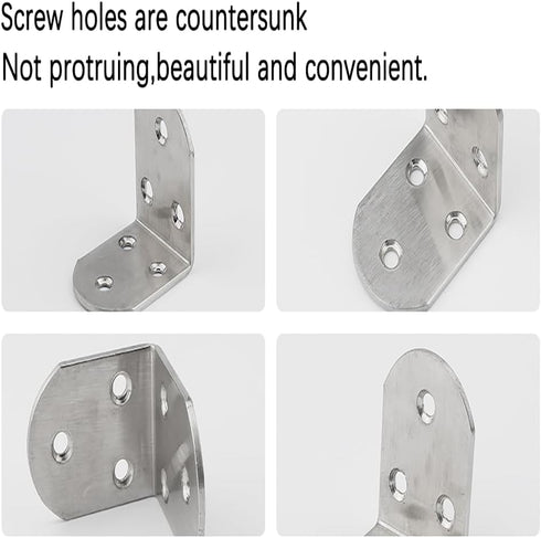 Stainless Steel 90 Degree Right Angle L Brackets, Fastener Corner Braces with Screws, 50mm x 50mm, Pack of 4