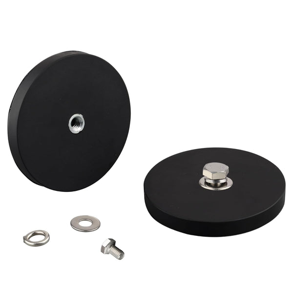 MUTUACTOR Heavy Duty Strong Pot Magnets, 1/4-20 Female Threaded Stud, Dia. 2.59” Neodymium Rare Earth