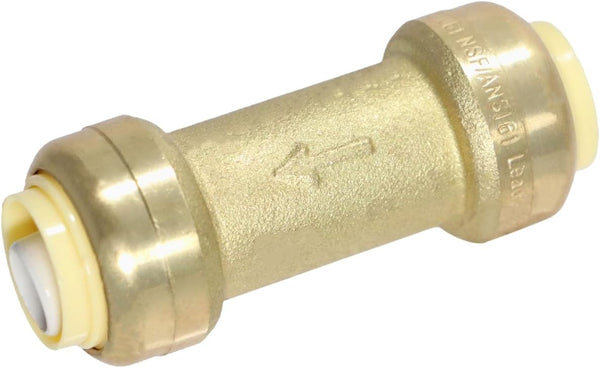 XFITTING 1/2" x 1/2" Push Fit Check Valve, Certified to NSF ANSI 61, Brass Plumbing Fitting for Copper, Pex