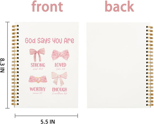 Pink Bow Coquette Notebook, God Says You are Christian Journal for Women, Bible Journaling Notebook