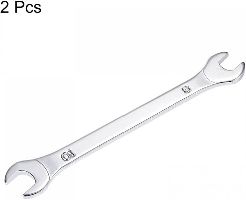uxcell Thin Open End Wrench, 8mm x 10mm Metric, Mirror-Chrome Plated High Carbon Steel, 2 Pcs for Repairs