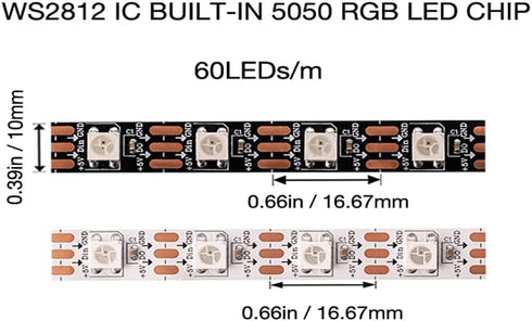 ADRESUNO WS2812B WS2811 WS2812 60Pixels/m 5050 DC5V (16.4FT 300LEDS LED Strip Individual Addressable Light IC SMD RGB