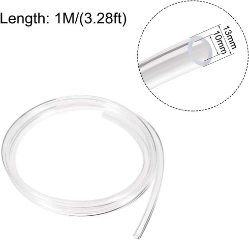 uxcell PVC Clear Vinyl Tubing, 10mm(3/8") x 13mm(1/2") Flexible Water Pipe, 3.3ft