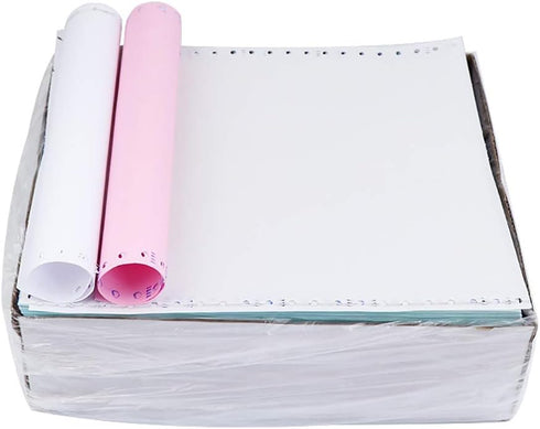 FirstZi 9-1/2x5-1/2 Inches Plain Continuous NCR Computer Paper | 2 Part, 2000 Sheets, White/Pink