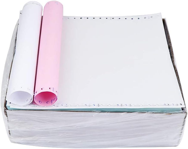 FirstZi 9-1/2x5-1/2 Inches Plain Continuous NCR Computer Paper | 2 Part, 2000 Sheets, White/Pink