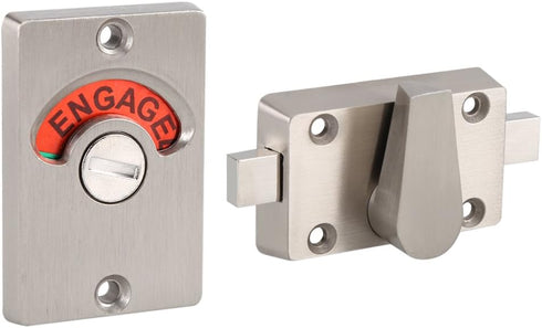 Door Lock Bathroom Toilet Lock with Occupancy Indicator, Stainless Steel Vacant Engaged Lock