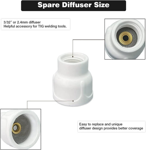 #12 Ceramic Cup White TIG Welding Cup, Fit Torch WP 9/20/25 Series with 3/32 Diffuser