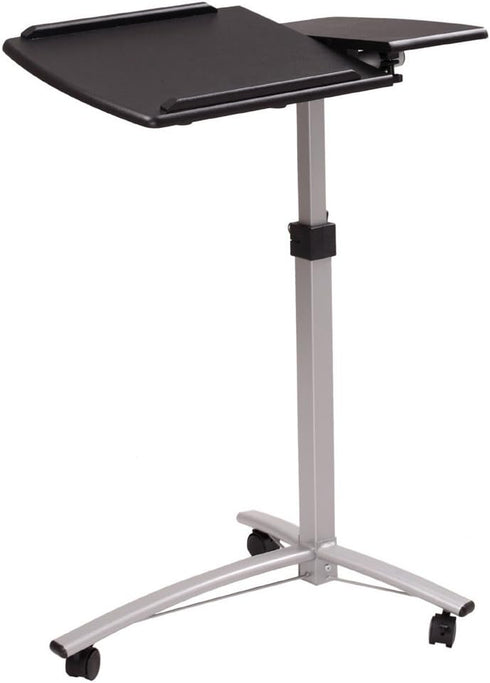 Pinikuyiro Rolling Adjustable Laptop Cart,Height Adjustable Mobile Laptop Stand Desk Rolling Cart,Black