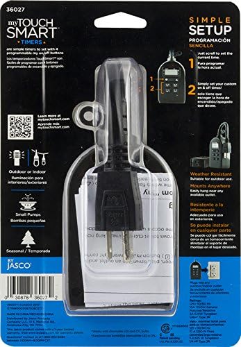 myTouchSmart Indoor/Outdoor Plug-In Digital Timer, One Grounded Outlet, Weather Resistant, 36027