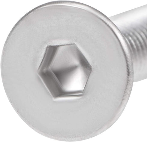 uxcell M3x4mm Flat Head Machine Screws, Inner Hex Screw 304 Stainless Steel Fasteners, 80 Pcs
