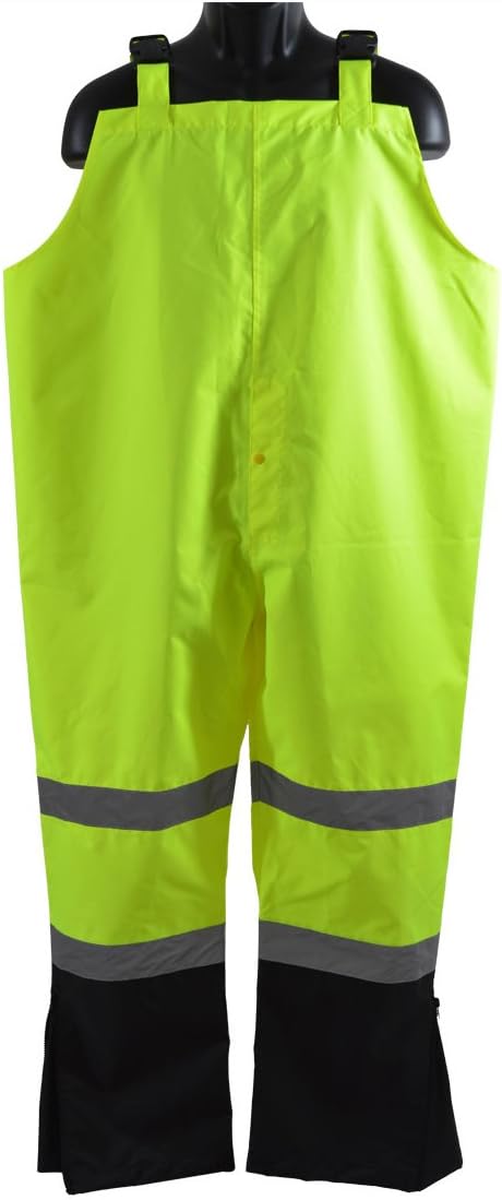 Petra Roc LBBIP-CE-5X Bib Rain Pants ANSI Class E Two Tone Lime/Black 300D Oxford/PU