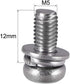 M5 x 12mm Stainless Steel Phillips Pan Head Machine Screws Bolts, uxcell, 5pcs with Spring Washer and Plain Washers