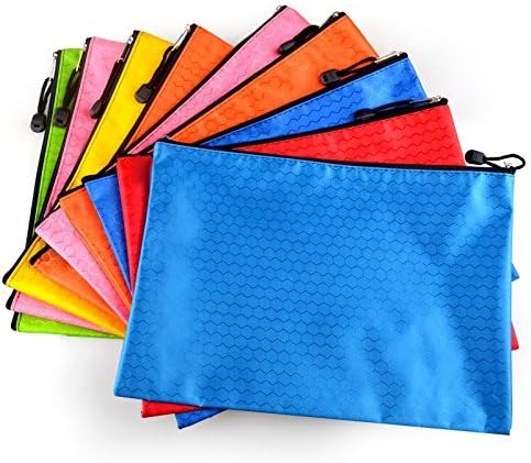 Mity rain 10Pcs A4 Size Waterproof Zipper File Bags, Oxford Office Document Storage Folder, Travel Accessories Pouch -