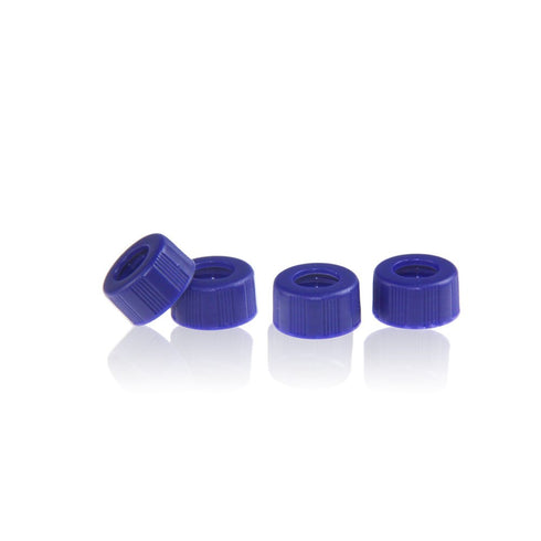 HPLC Pre-slit Screw Thread Vial with Blue Caps, 9mm, Blue PTFE/White Silicone Septa, 100 pcs/pk