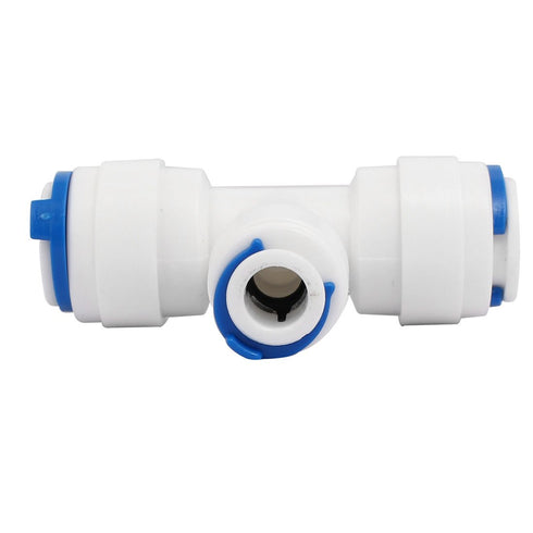 uxcell 3/8-inch x 3/8-inch x 1/4-inch T Shaped 3 Way Tube Quick Push in Connector, 3pcs for RO Water System