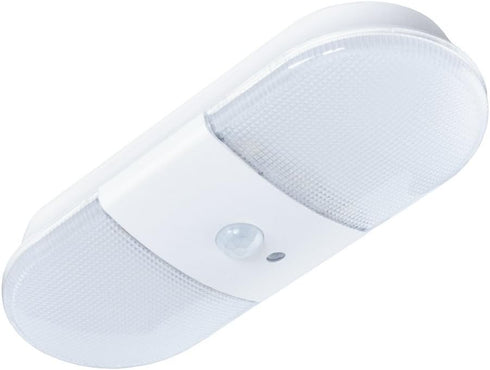 Ecolight Battery-Operated 6-inch LED Dual Lens Motion Utility Light - Auto Timer, 30,000 Hours Lamp Life - White