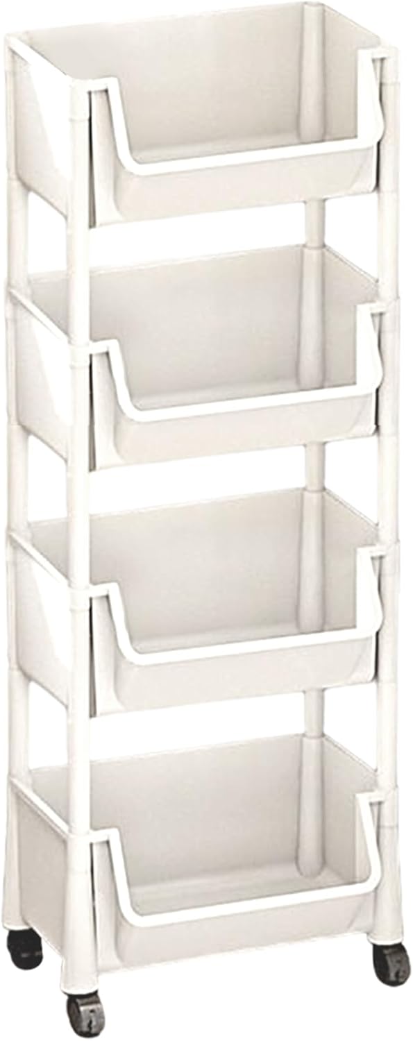 Generic Rolling Carts with Wheels, 4-Tier Rolling Utility Cart Organizer, Multifunctional Trolley Storage