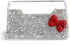 Bling Pure Handmade Rhinestones Business Card Holder, Stainless Steel Name Card Case with Red Bow