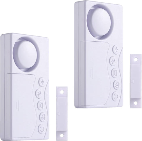 Freezer Door Alarm, 2Pcs Safety Window Alarm, Adjustable Delay Wire-Less Fridge 4-in-1 Sensor Chime Open Loud 108dB