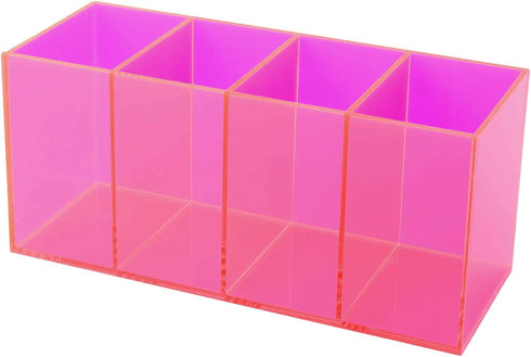 HappyDino Acrylic Pen Holder, Colored Pencil Cup Storage, Makeup Brush Holder, Thickened Version, Neon Pink