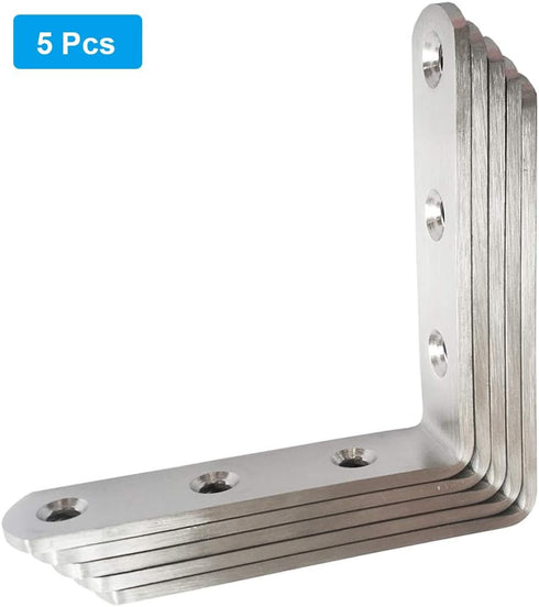 5 Pcs Stainless Steel Corner Brace L Bracket, 3 x 3 inch Heavy Duty 90 Degree Joint with Screw