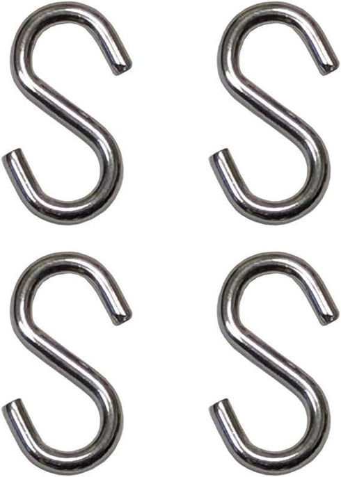 S Hook - Marine Grade 316 Stainless Steel, 1.56" Long, 5/32" Thick Metal Hook for Hanging and Utility Use (4)