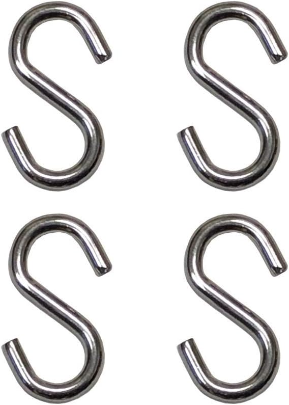 S Hook - Marine Grade 316 Stainless Steel, 1.56" Long, 5/32" Thick Metal Hook for Hanging and Utility Use (4)
