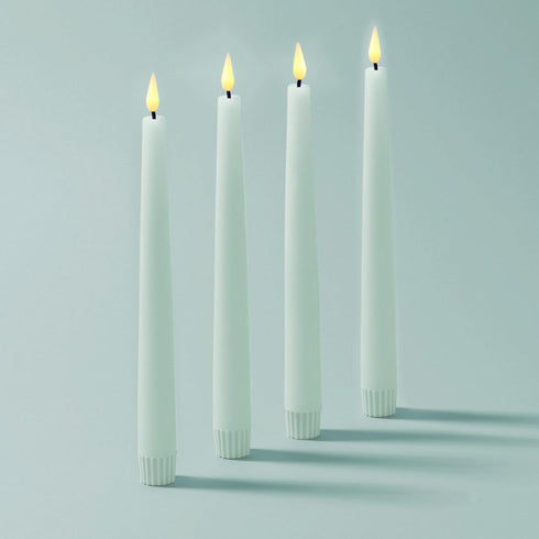 LampLust Flameless Taper Candles with Remote, 9 Inch, 4 Pack Pastel Blue