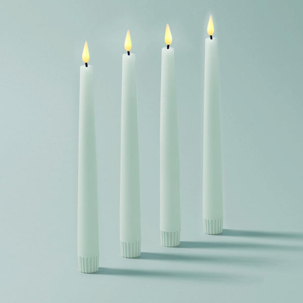 LampLust Flameless Taper Candles with Remote, 9 Inch, 4 Pack Pastel Blue