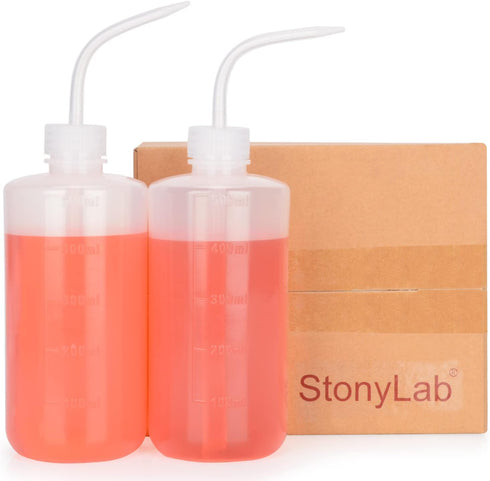 stonylab Chemical Wash Bottle, 6-Pack Plastic Safety Lab Squeeze Wash Bottle, 500 ml with Narrow Mouth