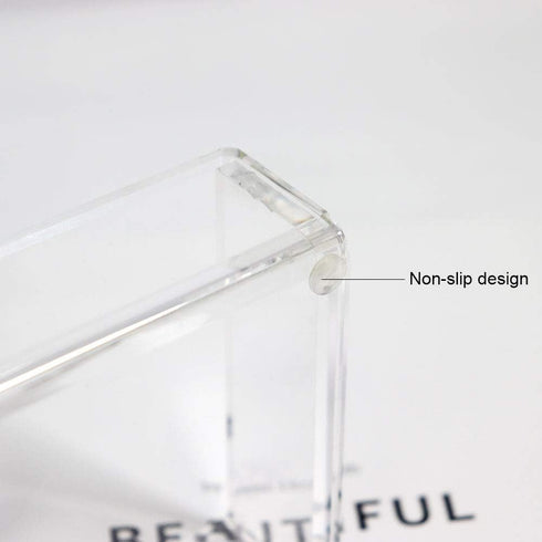 Buqoo Acrylic Sticky Notes Pad Holder, 3.5x3.3 Inch Memo Holder for Office Supplies (Gold) Clear Desk Accessories
