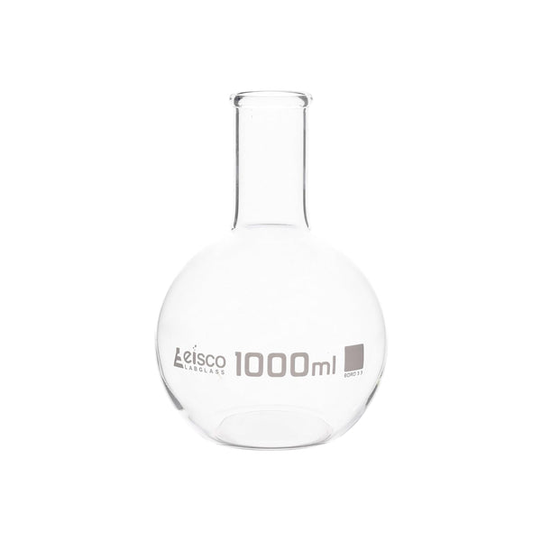 EISCO Boiling Flask, 1000ml, Borosilicate Glass, Flat Bottom, Narrow Neck