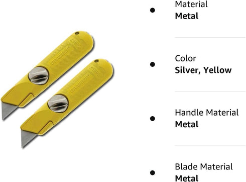 All-Metal Fixed-Blade Utility Drywall Knife, Easy Change Blade, Non-Retractable, 2-Pack