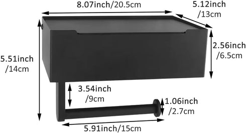 Frandilo Mounted(Color:1) Toilet Paper Holder with Shelf, Wipe Holder for Bathroom, Wipes Dispenser Storage, Toilet