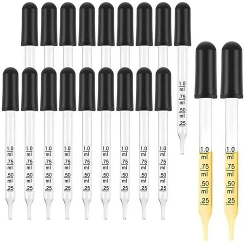 Transparent 1ml Eye Dropper Glass Liquid Dropper for Essential Oils, Pipettes for Resin Lab Bottles and Jars