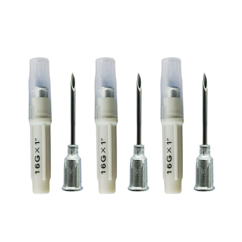 Eli-Vet 16G x 1 inch (25 mm) Veterinary Aluminum Hub Needle, Individual Sheath, 100 per Box, AHN1625