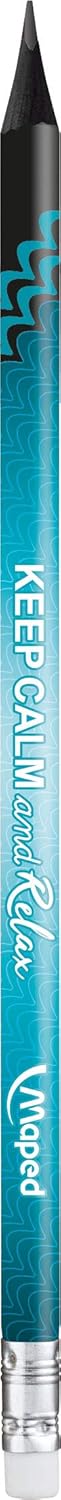 Maped 852000 Ergonomic Three-Sided Pencils Black'Peps Energy with Eraser Head, Pack of 6