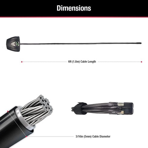 Master Lock Black Python Bike Lock with Key, 6 Feet Long, Adjustable Metal Cable Lock