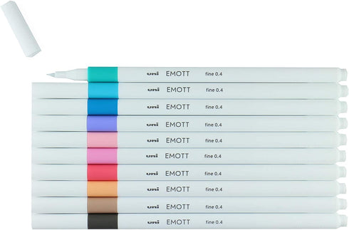 Uni EMOTT Fineliner Pen Set #2, 10 Colors