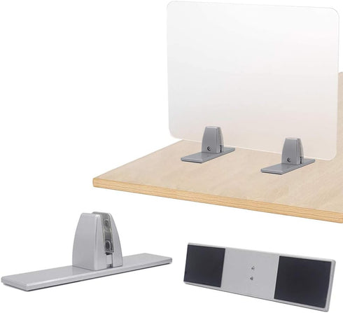 T-Shaped Sneeze Guard Clamp Bracket with Freestanding Base for Plexiglass or Acrylic Panel - 1 PC Assembled