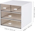 Ciieeo Desk Organizer with 4 Drawers - Clear Plastic Storage Box for Office Supplies, Pens, Markers, Cosmetics