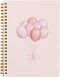 Pink Notebook Journal, Preppy Balloon Notebook, Girly Office Supplies, Hardcover Spiral 5.5x8.3