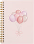 Pink Notebook Journal, Preppy Balloon Notebook, Girly Office Supplies, Hardcover Spiral 5.5x8.3