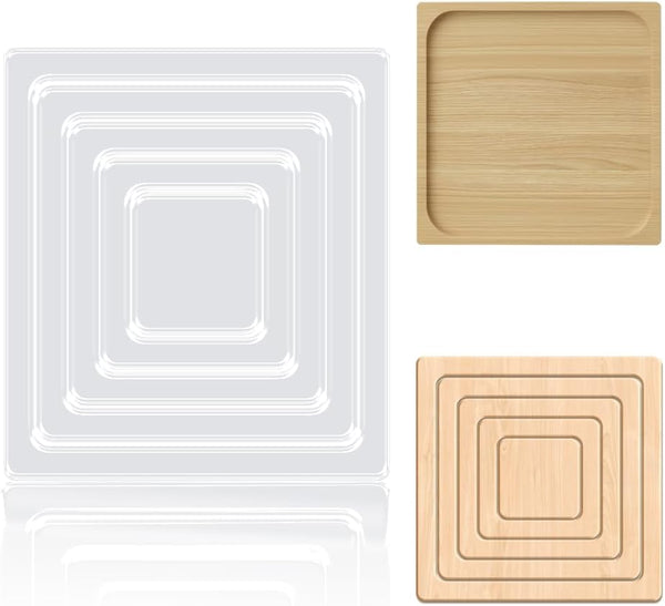 INFUNLY Square Acrylic Router Template Set 9.8x9.8 Clear Router Inlay Template 5
