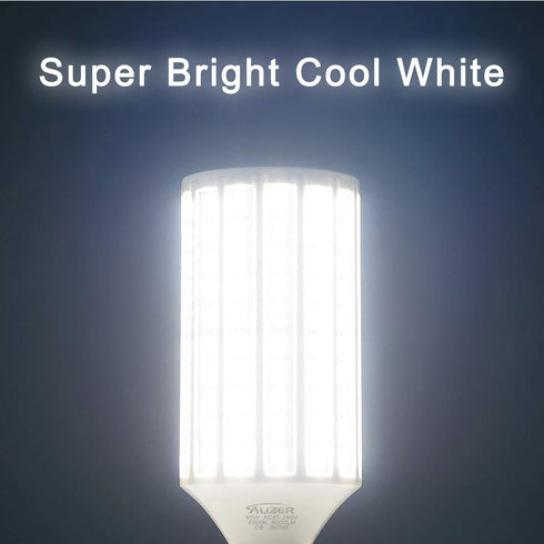 60W LED Corn Light Bulb, Large Mogul E39 Base, 6000-Lumen, 6500K Daylight Cool White for Large Area Lighting