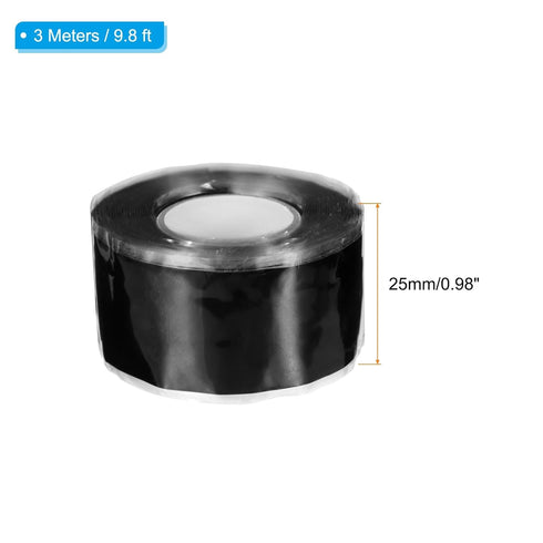 PATIKIL Self-Fusing Silicone Tape 1" x 10', Waterproof Hose Repair Tape Soft Strip for Plumbing Stop Leak Seal Tape Water Pipe, Black