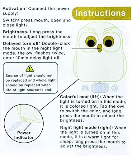 Cute Owl Kids Night Light,USB Rechargeable Cute Animal Lamps,Creative Symphony Night Light Children Feeding Light at